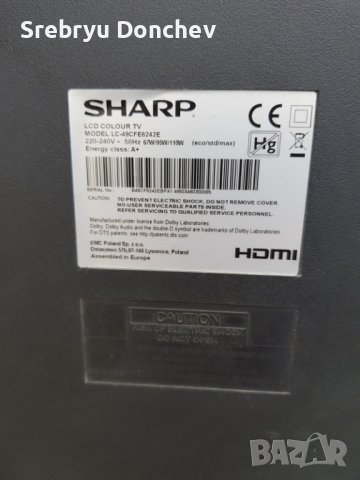 Sharp LC-49CFE6242E със счупен екран-PCB:MP550D-DX2/T.MS6308.711/6870C-0532B/LC.48U12G001