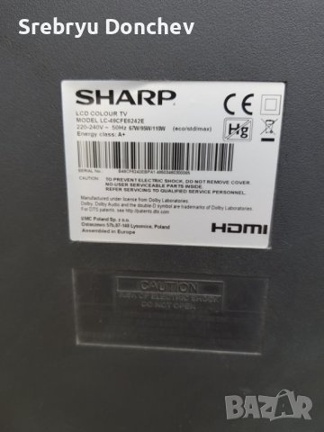 Sharp LC-49CFE6242E със счупен екран-PCB:MP550D-DX2/T.MS6308.711/6870C-0532B/LC.48U12G001