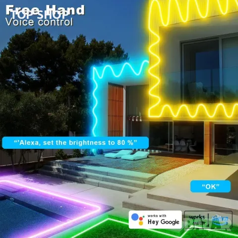 TENDIST 5M RGB LED неонови въжени светлини за открито, IP68 WiFi Гъвкава LED неонова лента, 24V, снимка 8 - Лед осветление - 49500146