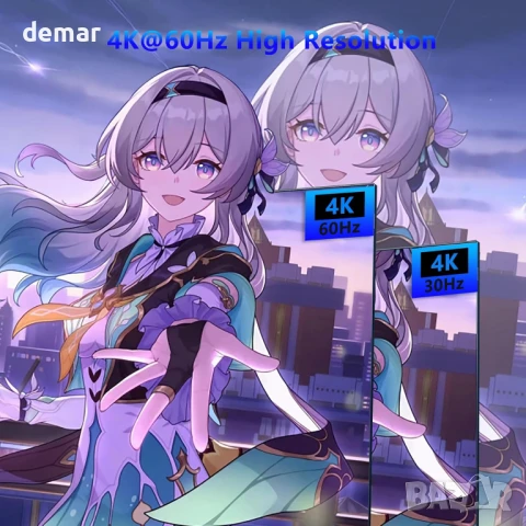 KVM превключвател 1 монитор 2 компютъра, HDMI 4K@60Hz, 4 порта USB 3.0, снимка 2 - Друга електроника - 50443154