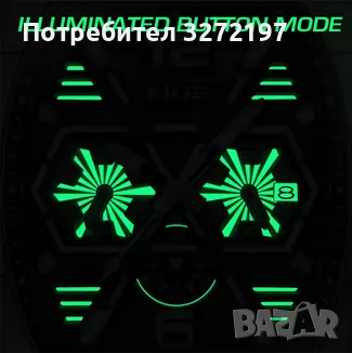 LIGE Кварцов ръчен часовник,Водоустойчив спортен часовник,Силиконова каишка,Хронограф, снимка 6 - Мъжки - 48425986