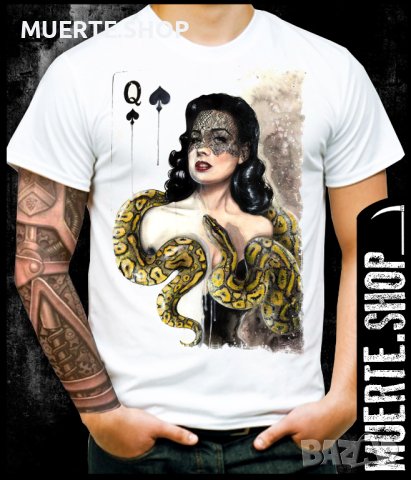 Тениска с щампа QUEEN OF SNAKES