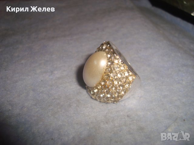 ПРЕКРАСЕН ПОСРЕБРЕН МОДЕН КРИСТАЛЕН ПЕРЛЕН ТИП АРТ ПРЪСТЕН ВИНТИДЖ МАСИВЕН 21438, снимка 4 - Пръстени - 37515850
