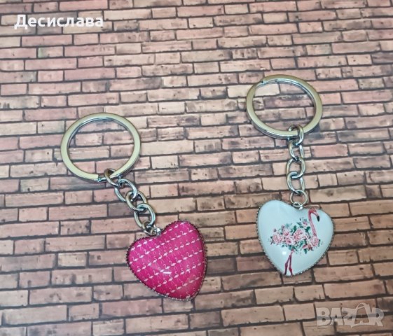 Комплект обеци и ключодържател "Фламинго"