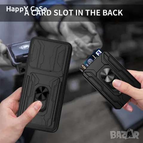 Xiaomi 14T / 14T Pro / RING CARD SLOT Удароустойчив кейс гръб калъф с магнит, снимка 3 - Калъфи, кейсове - 48226858