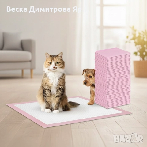 Хигиенни подложки за кучета и котки 60×90 см – Дебели абсорбиращи постелки, 50 бр. в пакет