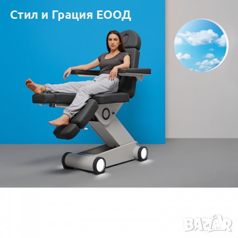 Стол за педикюр SWOP - S503 B-LIGHT (3 мотора) 192 х 56/82,5 х 60/110 см- бял/тъмно сив с LED светли, снимка 1