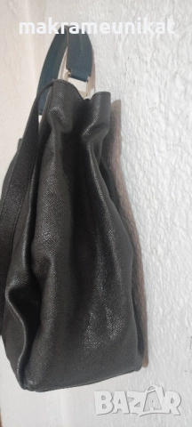 Дамска чанта, голяма, кожа, цвят графит,, снимка 9 - Раници - 46937084