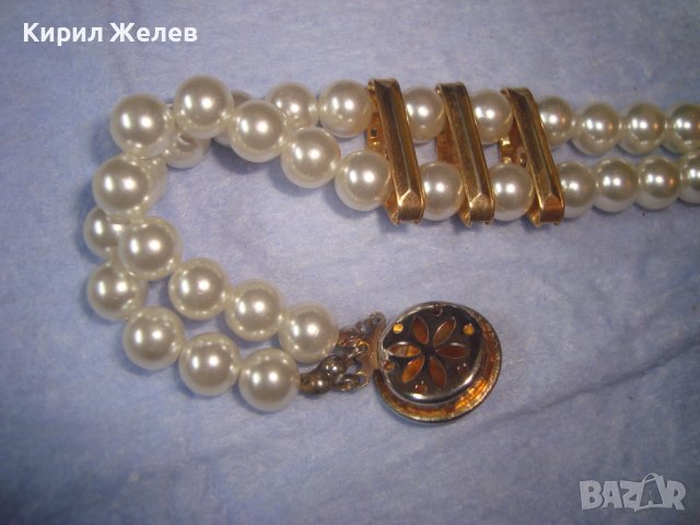КРАСИВА ПЕРЛЕНА АРТ ДЕКО ВИНТИДЖ ГРИВНА с ФАСЕТИРАНИ КРИСТАЛИ и МЕСИНГ 3628, снимка 8 - Гривни - 37045858