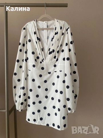 Рокля на точки, буфан ръкав, нова