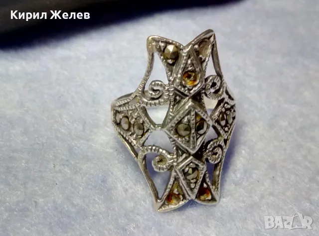 РАЗКОШЕН СТАР АЖУРЕН МАРКАЗИТЕН СРЕБЪРЕН ПРЪСТЕН СРЕБРО ВИСОКА ПРОБА ФИНА РЪЧНА ИЗРАБОТКА 49105, снимка 10 - Антикварни и старинни предмети - 50416531