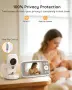 Бебешки монитор Boifun без WiFi, камера и аудио, 4" 720P IPS екран, 2 камери, приспивни песни, снимка 5