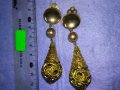 СТАРИ ОРНАМЕНТИРАНИ АЖУРНИ АР НУВО СТИЛ БРОНЗОВИ ОБЕЦИ с ПОЗЛАТА РЕТРО КЛИПС МОДЕЛ 37102, снимка 7