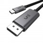 USB C към DisplayPort кабел (4K 60 Hz, 2K 165 Hz), алуминиев корпус, найлонова оплетка, Thunderbolt 