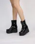 Боти на платформа - черен лак - LT40, снимка 1