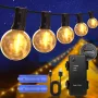 DSLebeen Festoon Lights, акумулаторна 5000mAh батерия, G40 LED стрингови светлини, 12 м, топло бяло, снимка 1