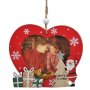 Дървени Коледни играчки със снимка, 11.5см, Сърце с Дядо Коледа