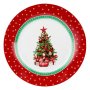 Кръгла коледна порцеланова чиния, Коледна елха и подаръци, 26.5см 