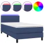 vidaXL Боксспринг легло с матрак и LED, синя, 90x200 см, плат, снимка 1