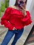 Червена блуза с блясък, снимка 4