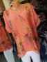 Блуза фино плетиво с пайети в коралови цветове, снимка 1 - Блузи с дълъг ръкав и пуловери - 30171859