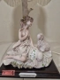 Винтидж декоративна настолна лампа – фигура момиче с куче, снимка 2