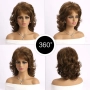 Къса дамска къдрава кафява синтетична перука с бретон, снимка 2
