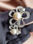 Красива метална шнола в сребристо с перли и кристали и закопчаване с френски механизъм., снимка 15