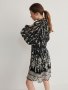 Нова елегантна ежедневна романтична рокля нежна  буфан ръкав черно бяла ситно плисе  , снимка 10