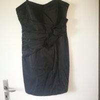 Официална сатенена къса черна рокля + подарък, снимка 1 - Рокли - 29433429