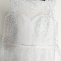 Сватбена рокля от тюл с А-силует илюзия до коляното с лъка(и), снимка 7 - Сватбени рокли - 36687033