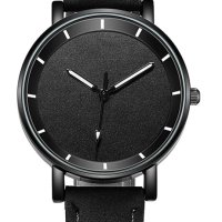 Красив нов черен дамски ръчен часовник с кожена каишка , снимка 1 - Дамски - 44411253