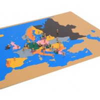 Монтесори пъзел Дървена карта на Европа със всички държави ВСИЧКИ ДЪРВЕНИ ИГРАЧКИ