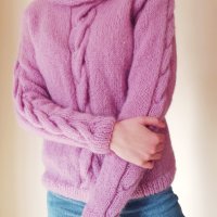 Ръчно плетена блуза в лилав цвят, снимка 6 - Блузи с дълъг ръкав и пуловери - 31168101