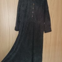 Макси дълга черна, рипсена рокля , снимка 3 - Рокли - 44308530
