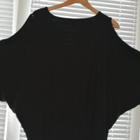 Пролетно - есенна черна блуза с голи рамене, снимка 3 - Блузи с дълъг ръкав и пуловери - 42109797