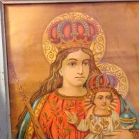 Старинна икона Света Богородица с Младенеца, Богородица - 19 век - за здраве и благополучие - солидн, снимка 3 - Икони - 39120554