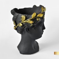 Арт ваза във формата на глава на гръцка богиня / Подарък за рожден ден / Абстрактна ваза черен мат, снимка 5 - Саксии и кашпи - 40522089