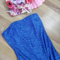За специален случай Дълга рокля от синя дантела  Bibibo , снимка 4 - Рокли - 30568231