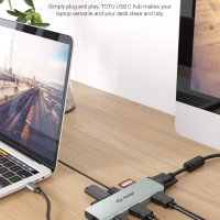Докинг станция TOTU 9 в 1, USB C хъб,с троен дисплей с режим на Collage Display, двоен 4K HDMI, VGA, снимка 3 - Мрежови адаптери - 42874524