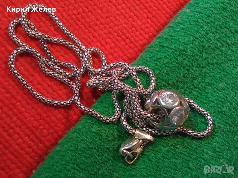 КАРСИВО НЕЖНО ФЕШЪН АРТ СРЕБЪРНО КОЛИЕ СРЕБО 925 с ИСКРЯЩИ ФАСЕТИРАНИ МОЙСАНИТИ 43196, снимка 1