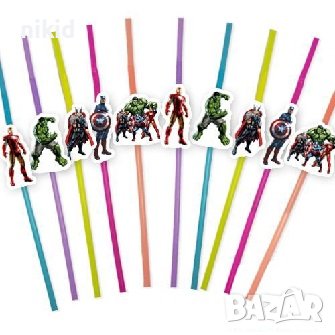 10 бр Avengers Отмъстителите герои парти сламки рожден ден , снимка 1