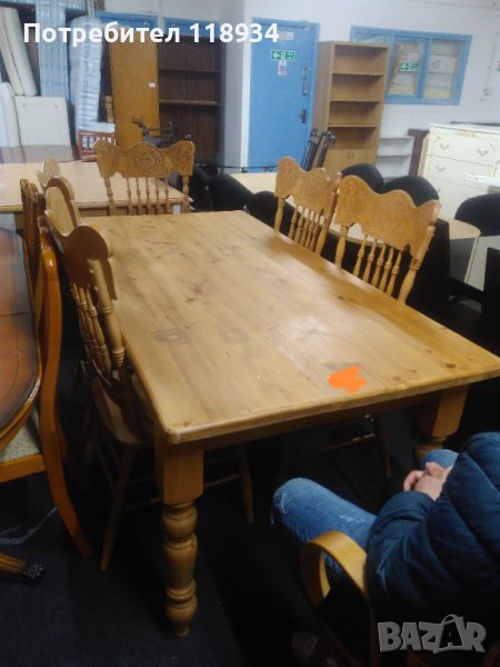 Трапезна маса със столове - масив, снимка 1