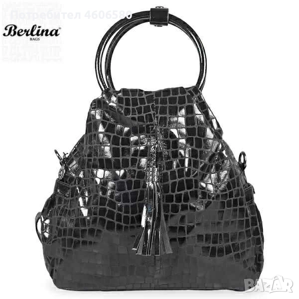 „Лачена дамска раница Berlina – черна, снимка 1