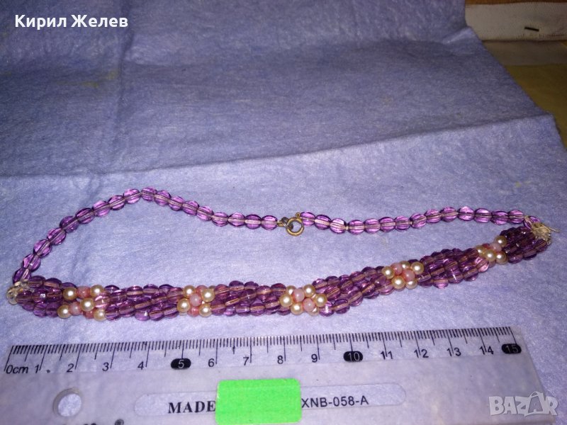 ИЗКЛЮЧИТЕЛНО КРАСИВО СТАРО КРИСТАЛНО МЪНИСТЕНО РЕТРО АРТ НУВО КОЛИЕ МАЙСТОРСКА ИЗРАБОТКА 34739, снимка 1