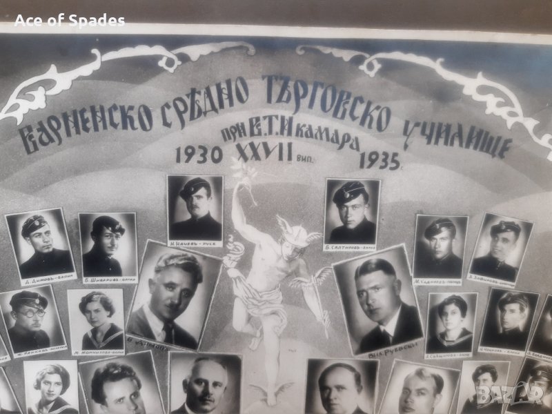 Стара Снимка Фото Скала Варна Варненско Средно Търговско Училище 1930-1935, снимка 1