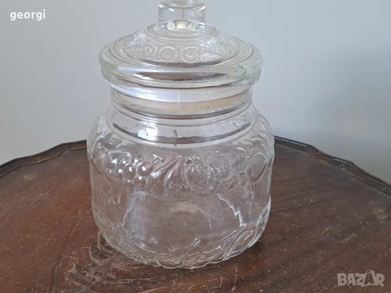 стар италиански буркан от релефно стъкло  5/2, снимка 1