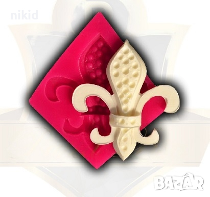 Fleur de Lis орнамент лого брошка силиконов молд форма фондан гипс шоколад, снимка 1