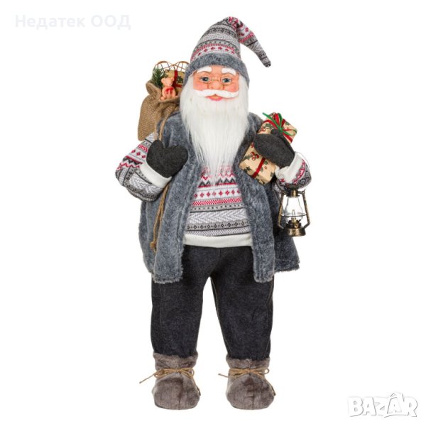 Коледна украса, Реалистична фигура Дядо Коледа с фенер, 60 см, снимка 1