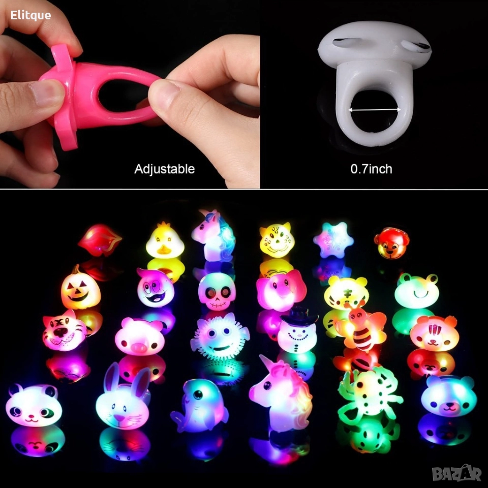 Светещ пръстен TPR. Мигащ парти пръстен, снимка 1